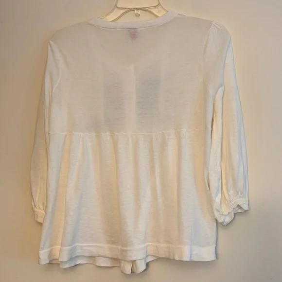 Hinge Cream Button-Down Women's Baby doll Y2K Cotton Lightweight Cardigan, M - Picture 6 of 6